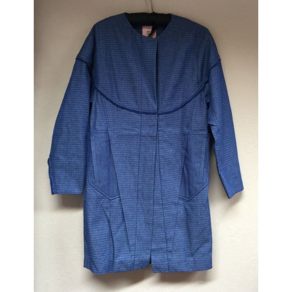 Jucy Judy Long Sleeves Shift Dress Coat XS Button Snap Cotton Denim Blue Casual